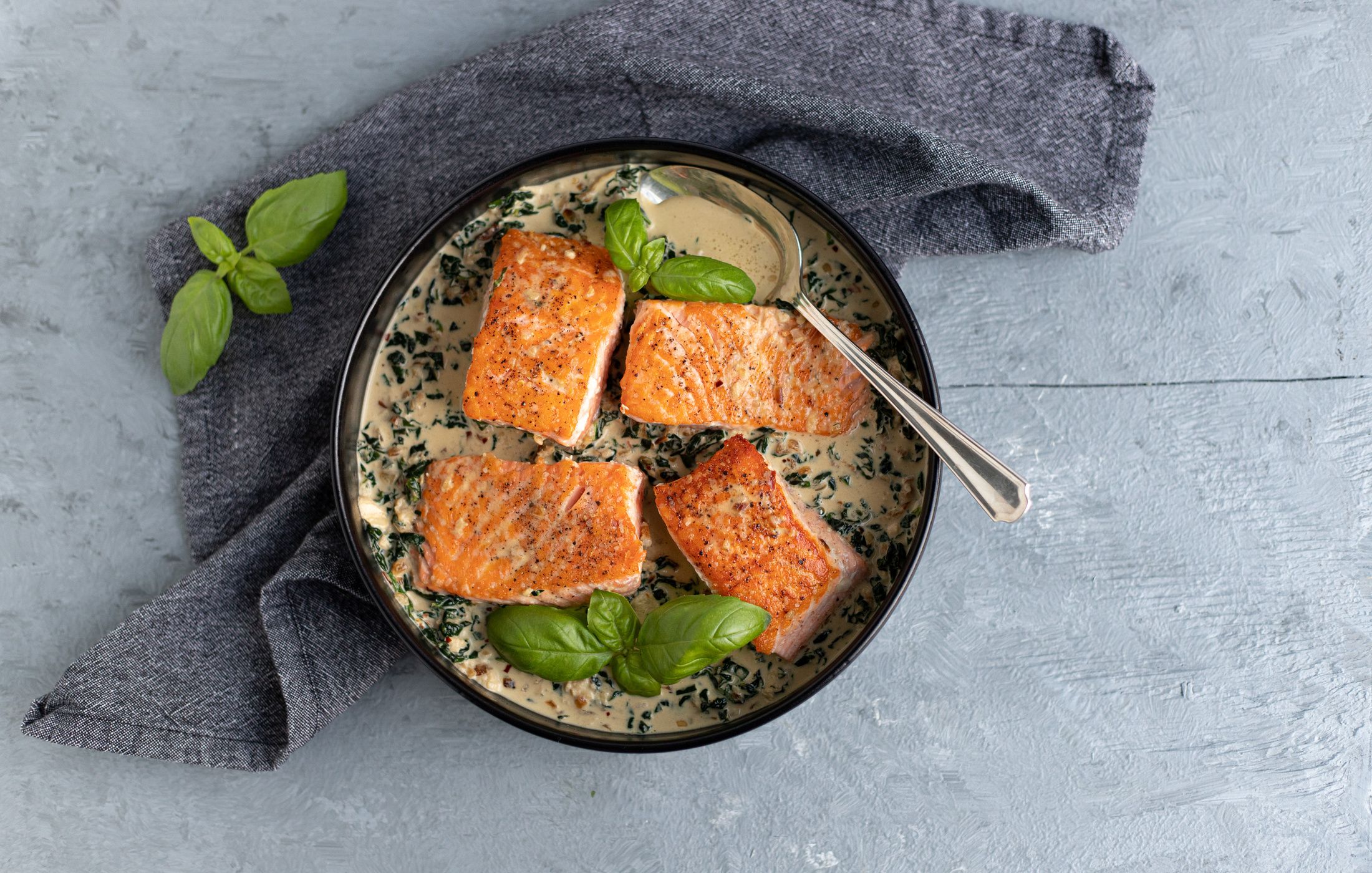 Creamy Garlic Salmon with Kale Nourishing Meals®